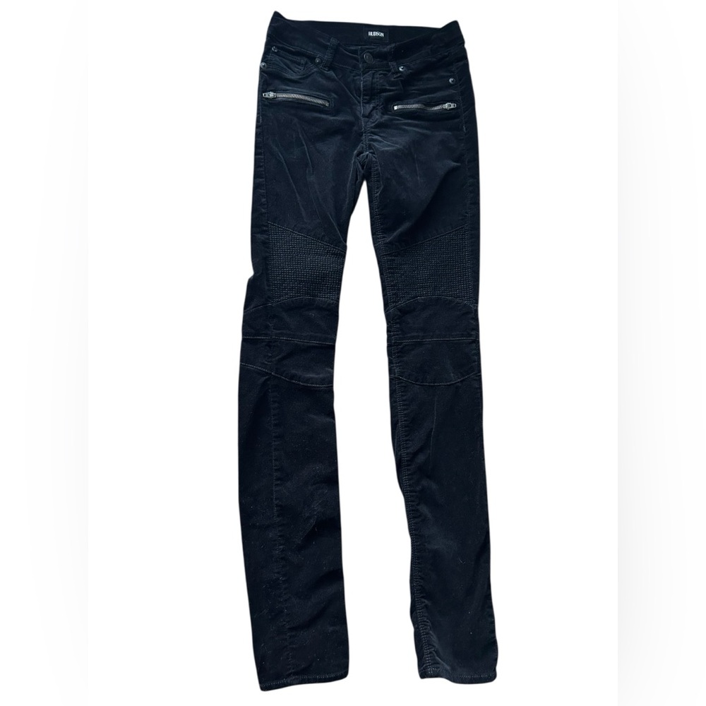 Hudson Black Moto Velvet Pants Zipper Pocket Detail kids size 16 woman’s 0-2